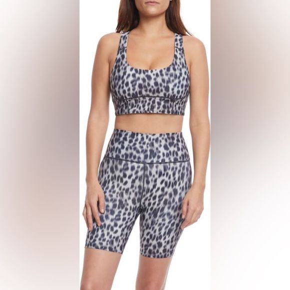 NWT Sage Leopard Print Animal Print Gray & Black Sports Bra Athletic Comfy Yoga - Picture 3 of 11